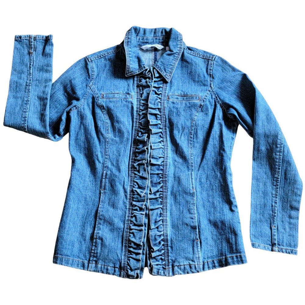 RXB Jean Jacket Blue Ruffled Trim Small (EUC)